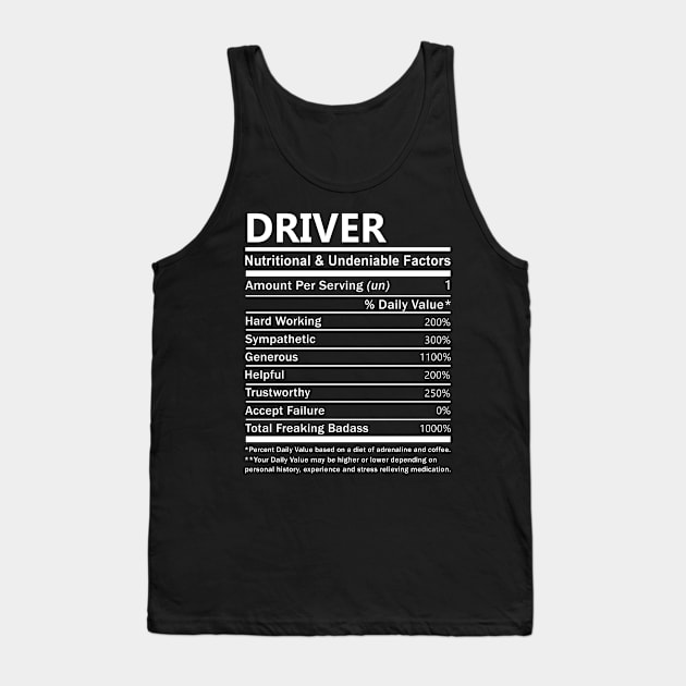 Driver Name T Shirt - Driver Nutritional and Undeniable Name Factors Gift Item Tee Tank Top by nikitak4um